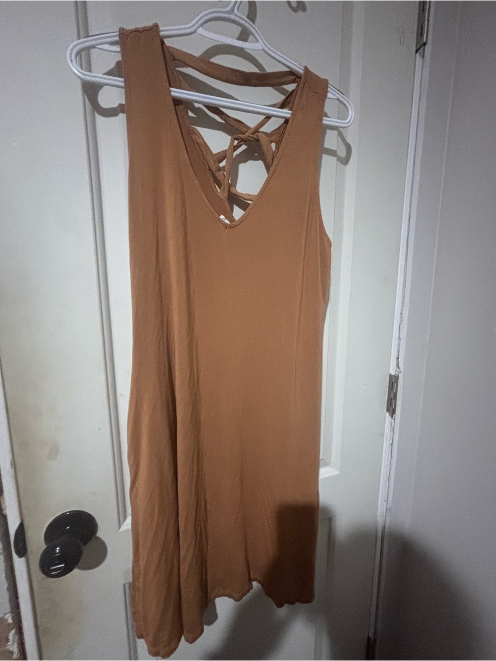 Old Navy Sleeveless V-Neck Midi Dress in Rust Brown